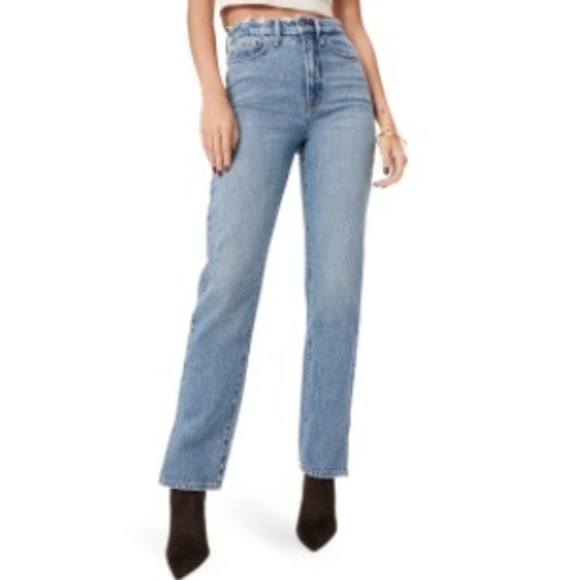 Good American Denim - Good American Good Boy High Waist Distressed Nonstretch Jeans, NWT